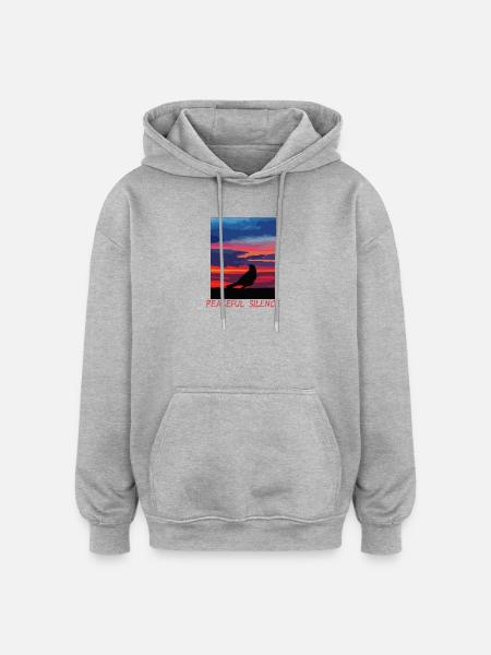 Vogel am Abendhimmel Frieden - Oversized Unisex Hoodie - Grau meliert