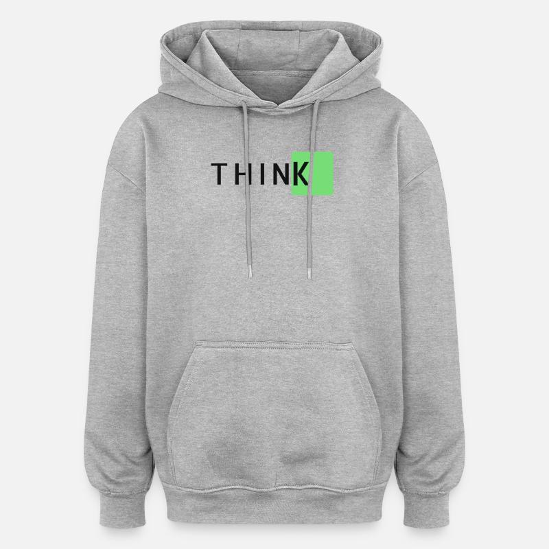 ThinkK Green Block Typo - Sweat à capuche oversize unisexe - gris chiné