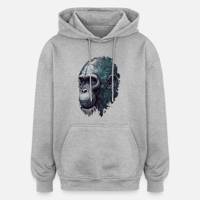 KI-gesteuerter Affe - Oversized Unisex Hoodie - Grau meliert