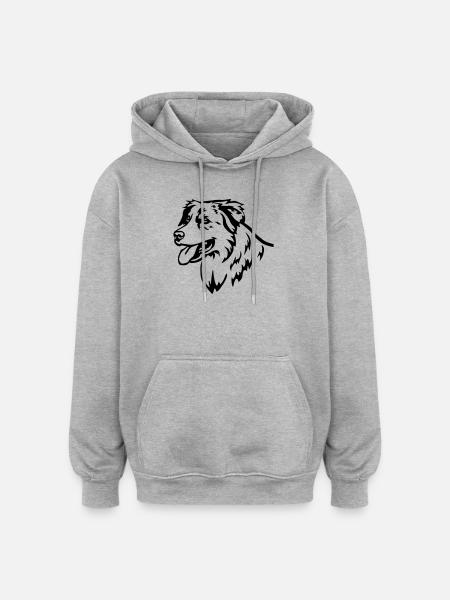 Australian Shepherd Head - Oversized Unisex Hoodie - heather grey