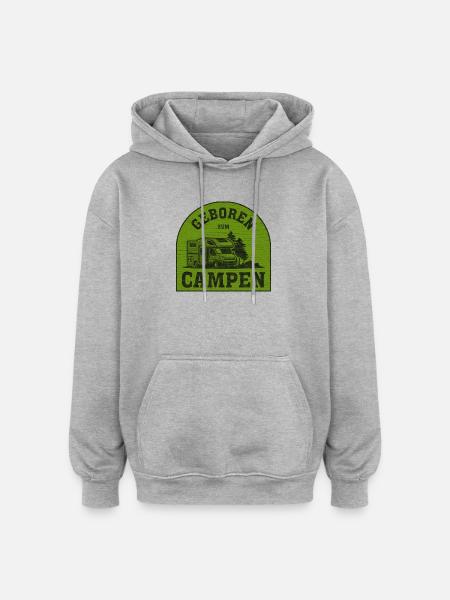 Geboren Zum Campen Patch - Oversized Unisex Hoodie - Grau meliert