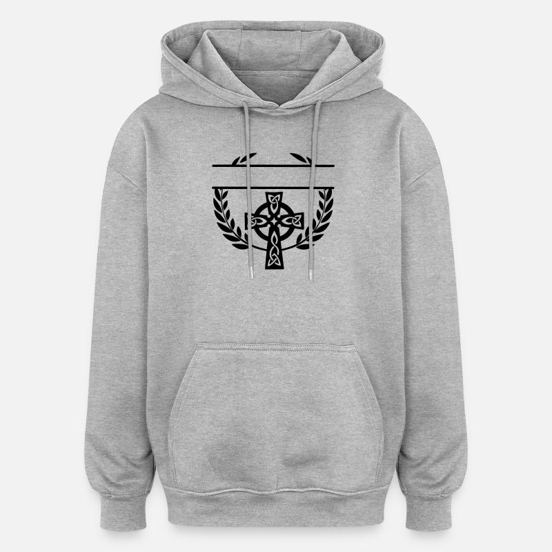 Keltisches Kreuzmonogramm - Oversized Unisex Hoodie - Grau meliert