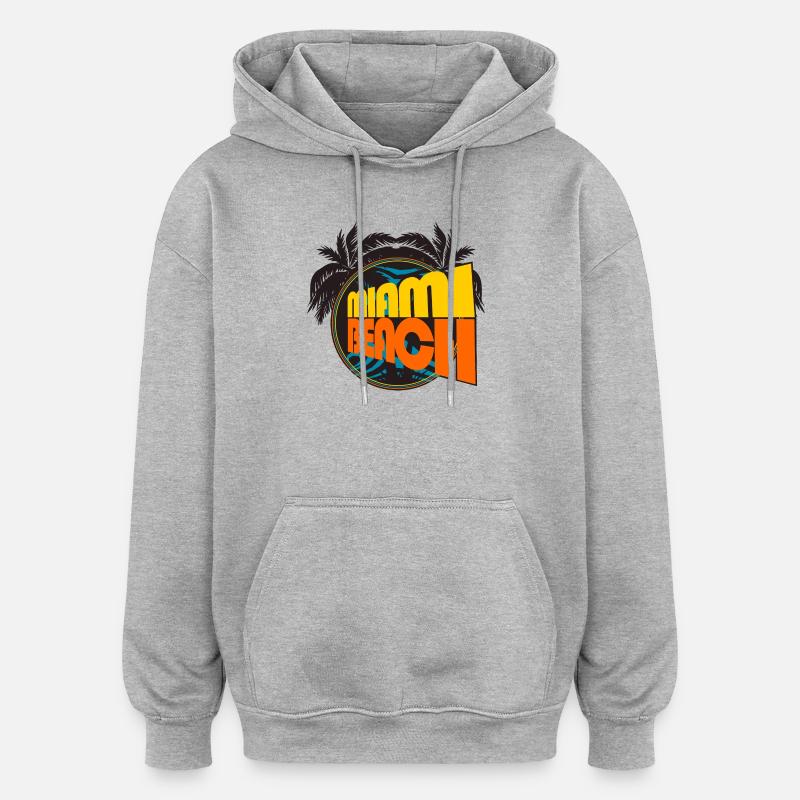 Miami Beach Retro Palms - Sweat à capuche oversize unisexe - gris chiné