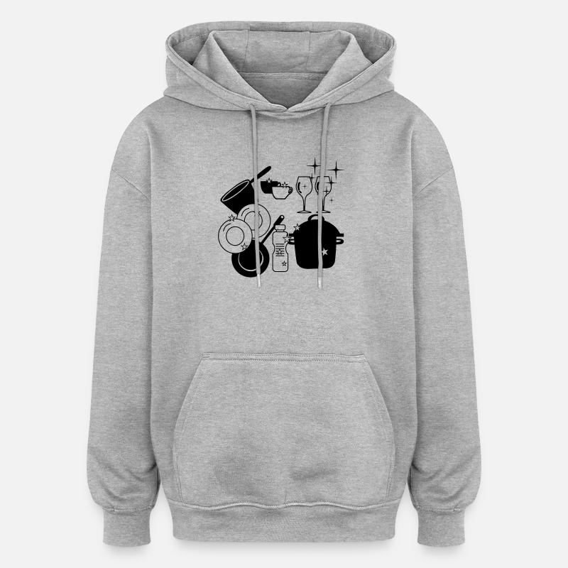 Logo vaisselle propre lave-vaisselle - Sweat à capuche oversize unisexe - gris chiné
