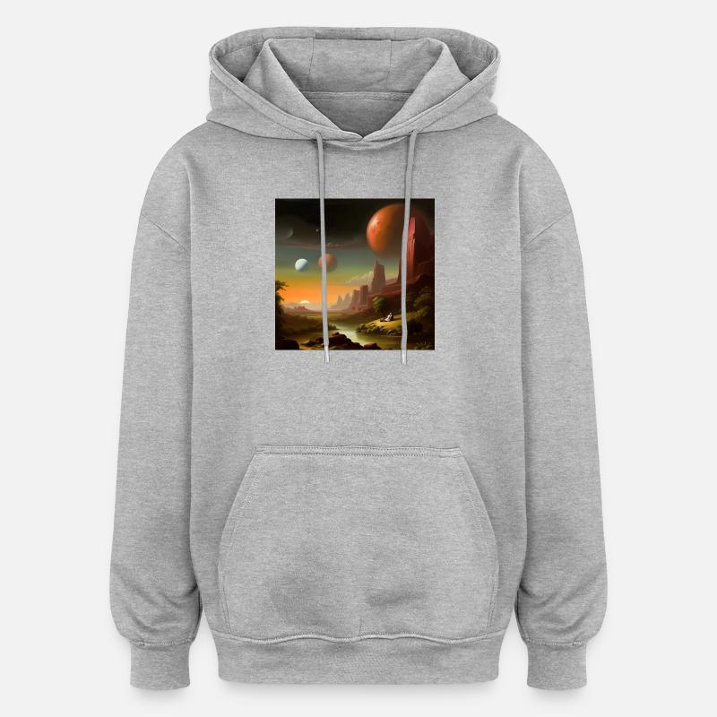 Planète univers ciel - Sweat à capuche oversize unisexe - gris chiné