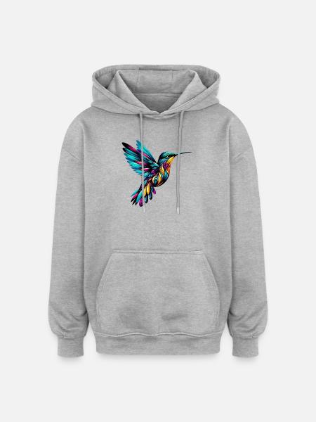 Hummingbird - Oversized Unisex Hoodie - heather grey