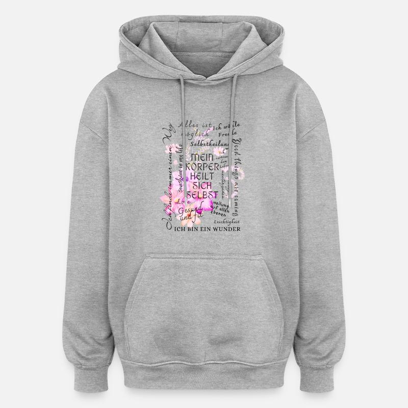 Motivation de guérison - Sweat à capuche oversize unisexe - gris chiné