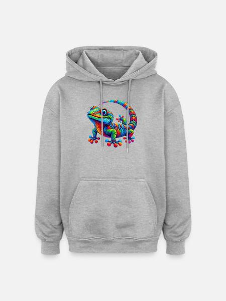 Gecko - Oversized Unisex Hoodie - heather grey