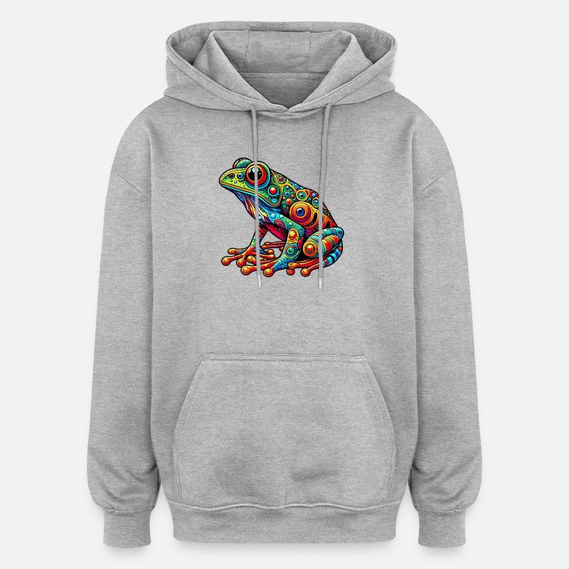 Frosch - Oversized Unisex Hoodie - Grau meliert