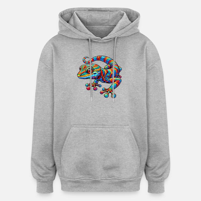 Gecko - Sweat à capuche oversize unisexe - gris chiné
