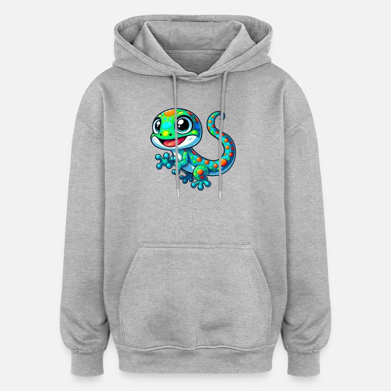Gecko - Sweat à capuche oversize unisexe - gris chiné