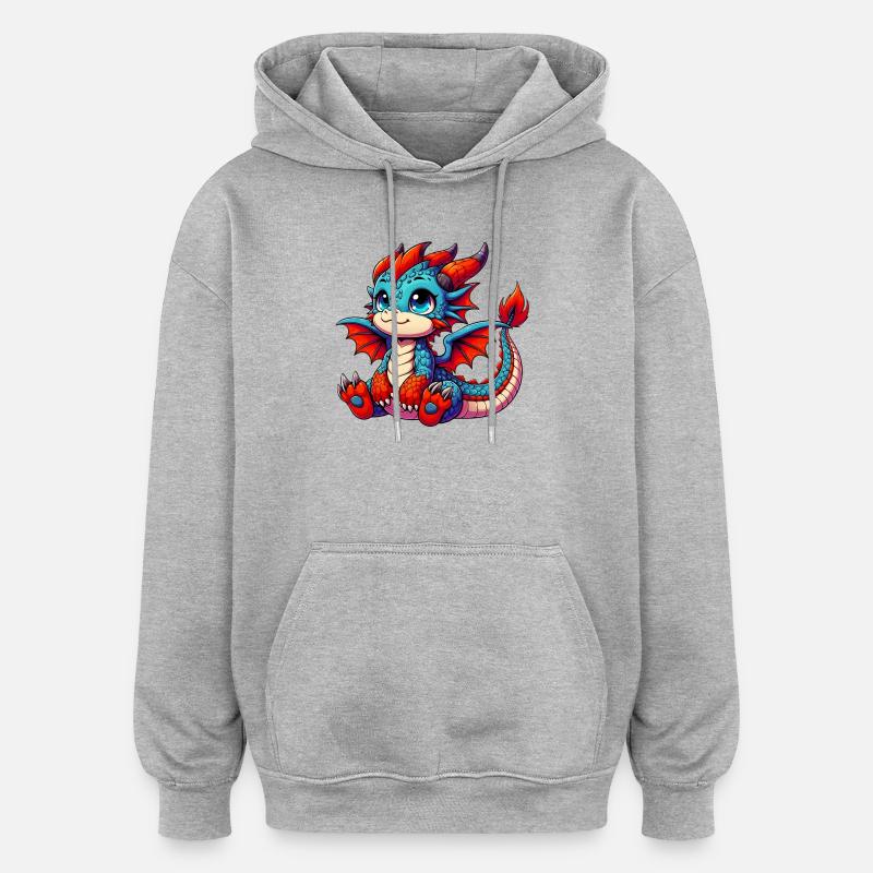 Dragon - Sweat à capuche oversize unisexe - gris chiné