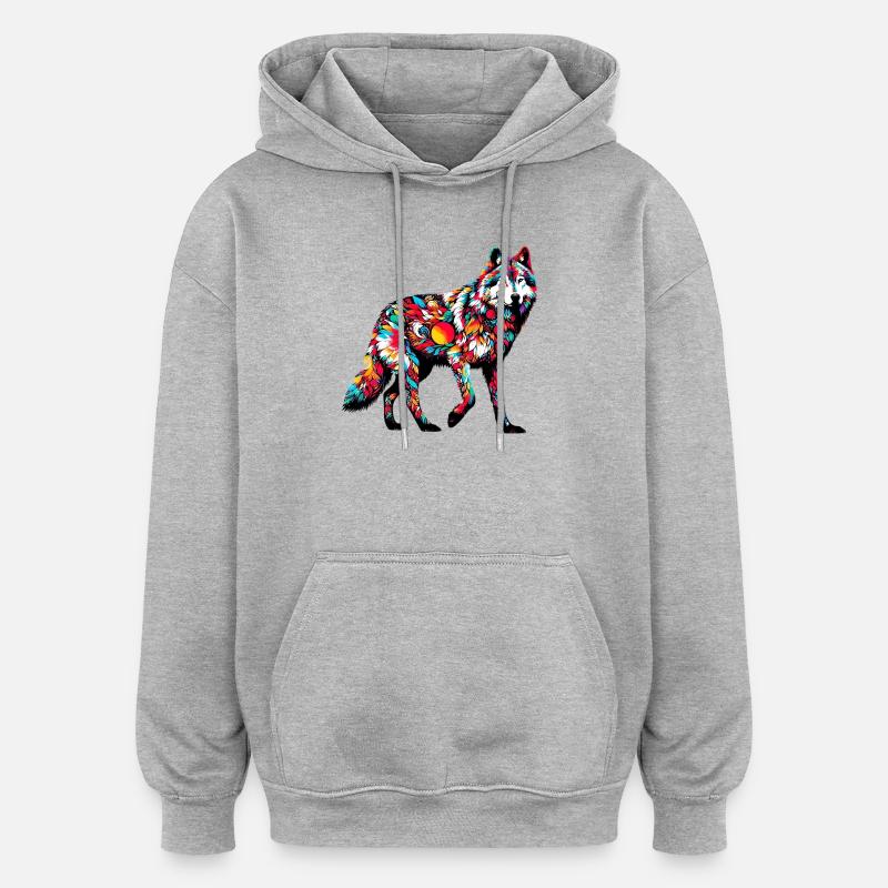 Wolf - Oversized Unisex Hoodie - heather grey
