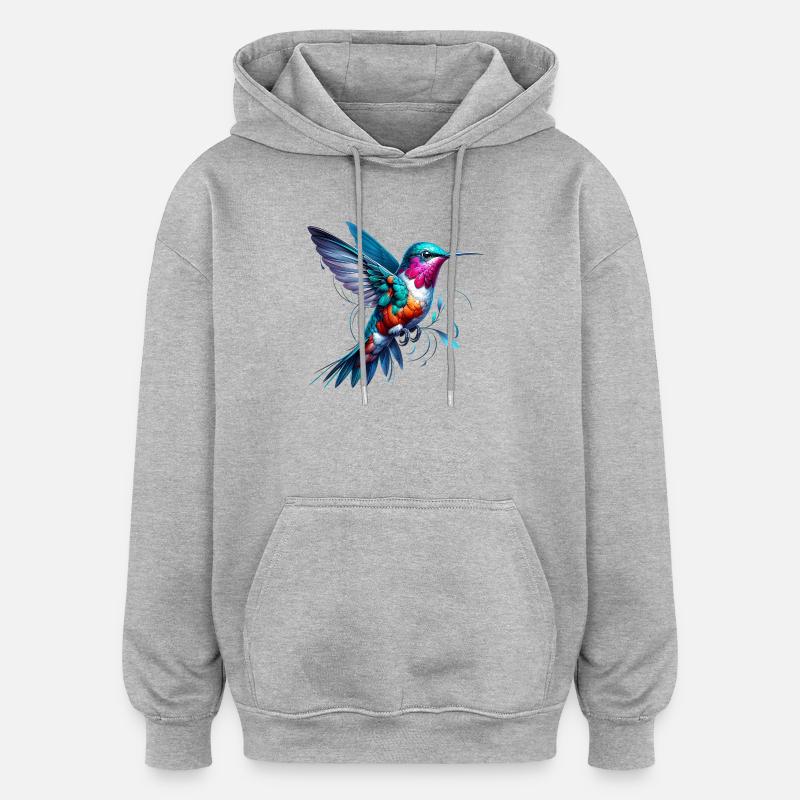 Kolibri - Oversized Unisex Hoodie - Grau meliert