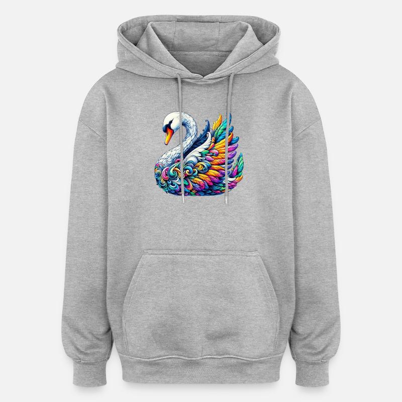 Schwan - Oversized Unisex Hoodie - Grau meliert