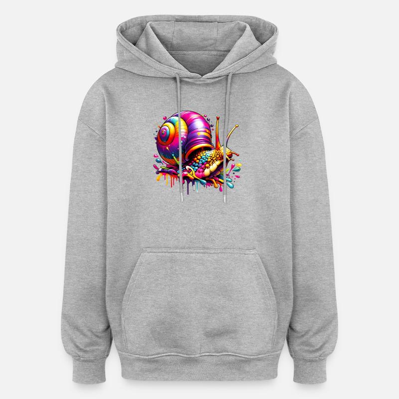 Escargot - Sweat à capuche oversize unisexe - gris chiné