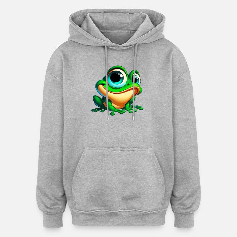 Grenouille - Sweat à capuche oversize unisexe - gris chiné