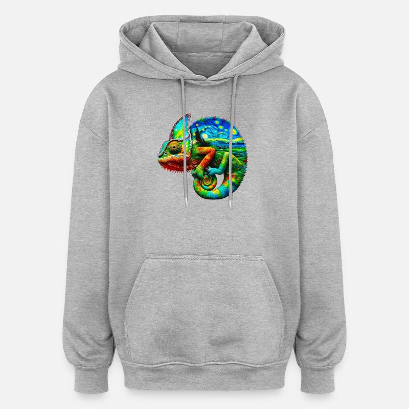 Van Gogh Caméléon - Sweat à capuche oversize unisexe - gris chiné