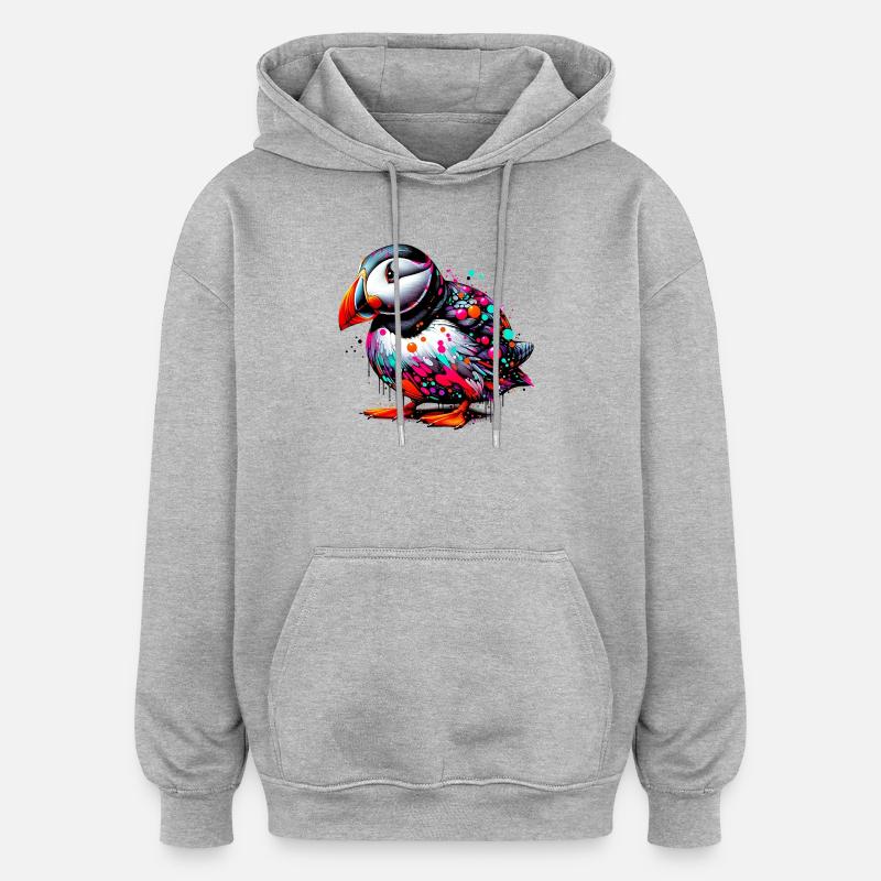 Macareux - Sweat à capuche oversize unisexe - gris chiné