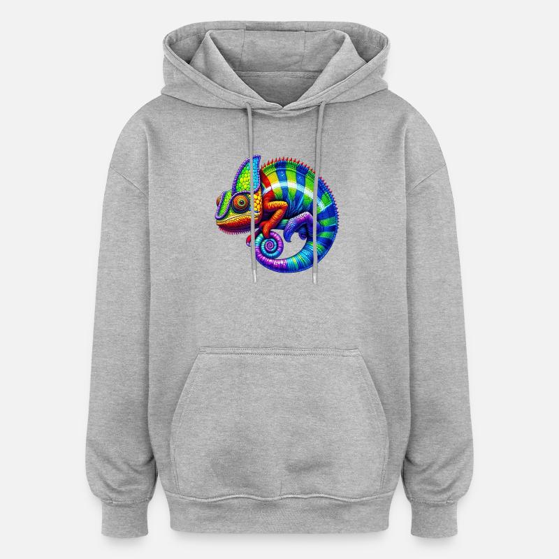 Caméléon - Sweat à capuche oversize unisexe - gris chiné