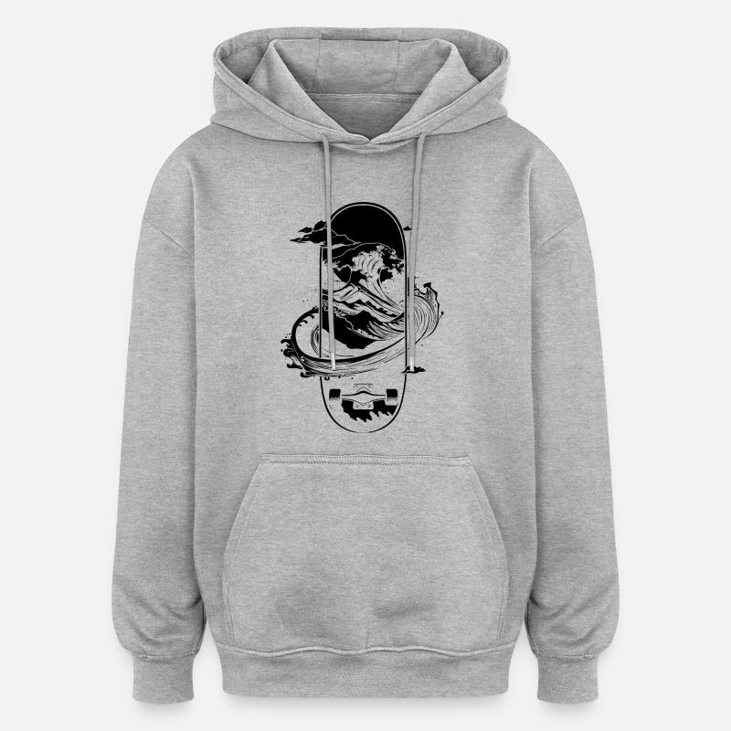 Graphismes de skateboard - Sweat à capuche oversize unisexe - gris chiné