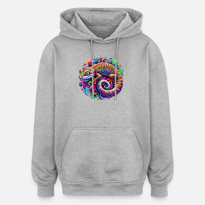 Gecko - Sweat à capuche oversize unisexe - gris chiné