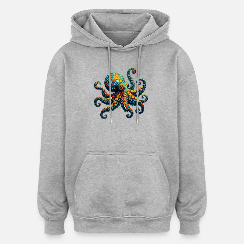 Oktopus van Gogh - Oversized Unisex Hoodie - Grau meliert
