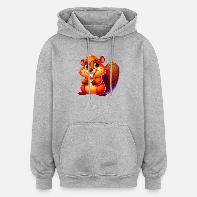 Castor - Sweat à capuche oversize unisexe - gris chiné