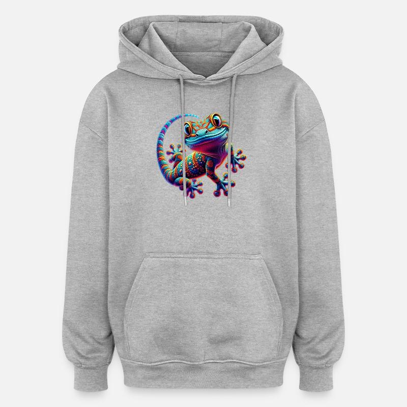 Gecko - Sweat à capuche oversize unisexe - gris chiné
