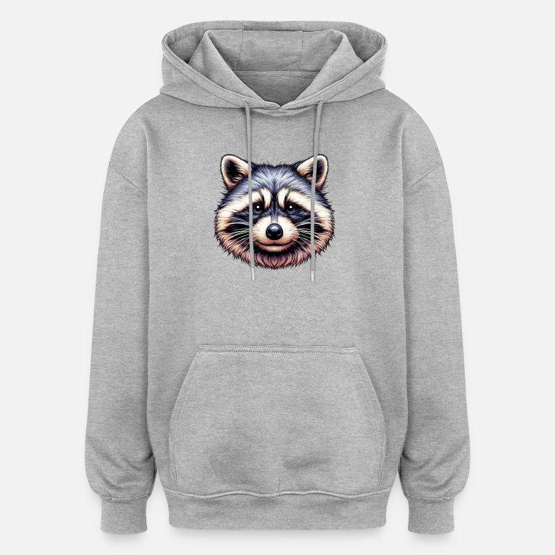 Raton laveur - Sweat à capuche oversize unisexe - gris chiné