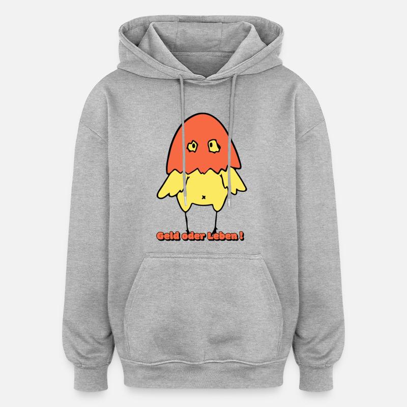 Geld oder Leben!  - Oversized Unisex Hoodie - Grau meliert
