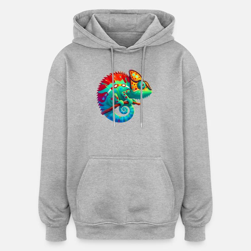 Caméléon - Sweat à capuche oversize unisexe - gris chiné