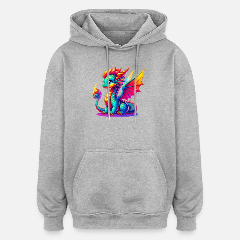 Dragon - Sweat à capuche oversize unisexe - gris chiné