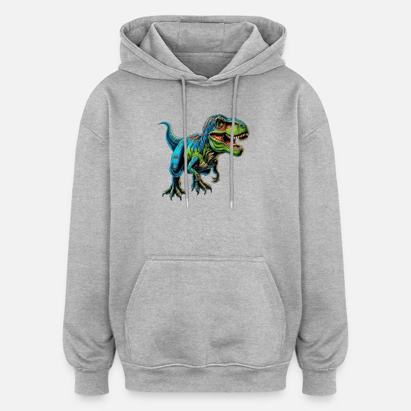 Dinosaurier - Oversized Unisex Hoodie - Grau meliert