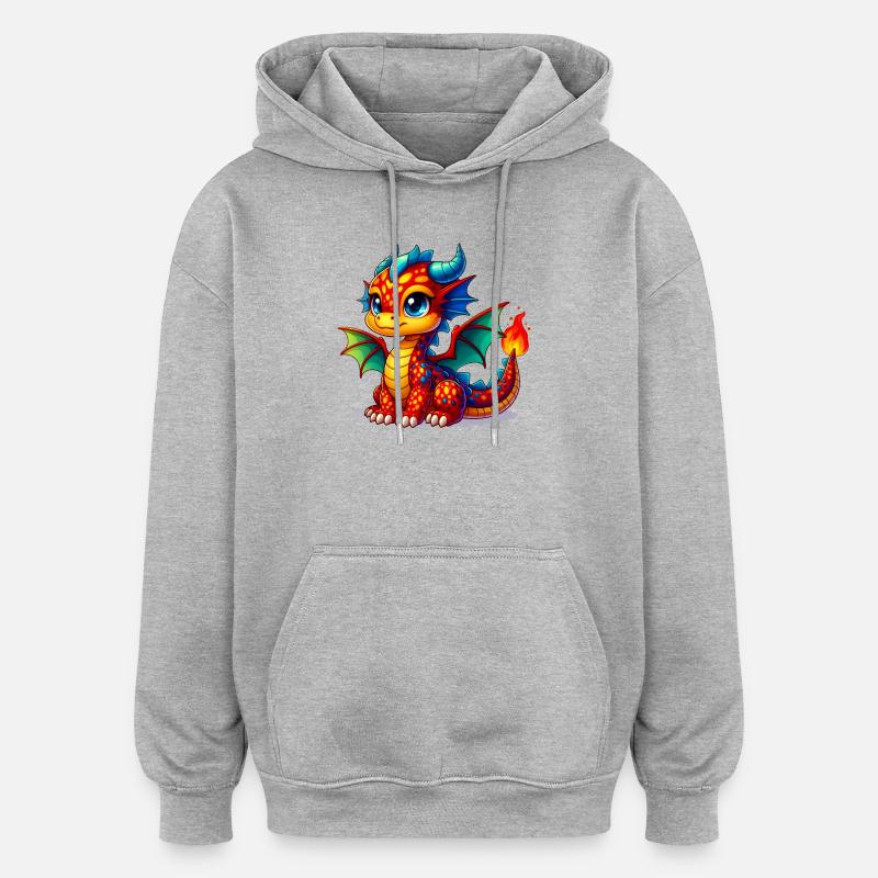 Dragon - Sweat à capuche oversize unisexe - gris chiné