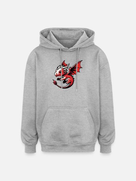 Dragon - Oversized Unisex Hoodie - heather grey