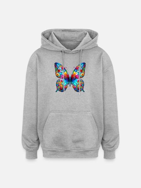 Butterfly - Oversized Unisex Hoodie - heather grey