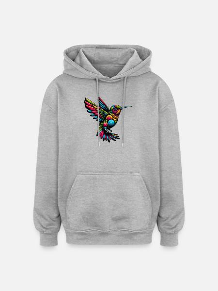 Colibri - Sweat à capuche oversize unisexe - gris chiné