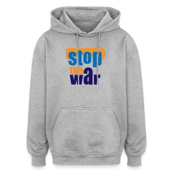 Stop the wars - Oversized Unisex Hoodie - heather grey - Front - Noah (186cm)