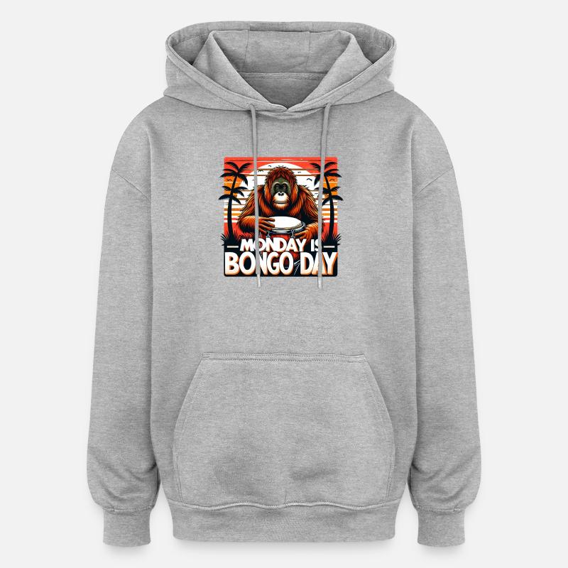 Bongo Drummers - Oversized Unisex Hoodie - heather grey