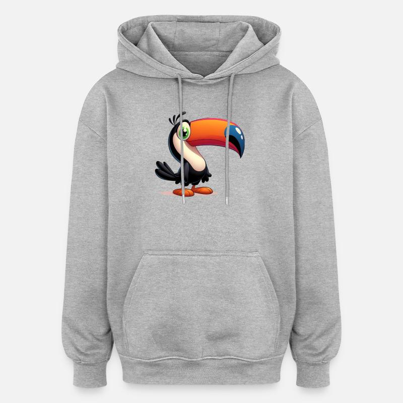 Toucan - Sweat à capuche oversize unisexe - gris chiné