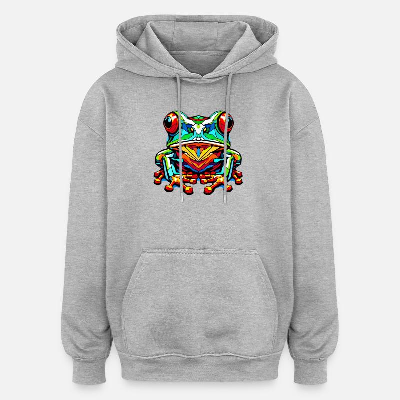 Frosch - Oversized Unisex Hoodie - Grau meliert