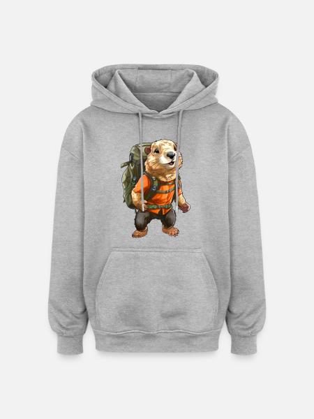 Marmot Mountaineer / Hiking Marmots - Oversized Unisex Hoodie - heather grey