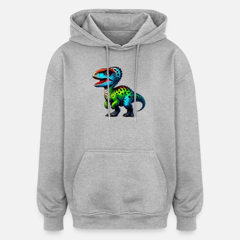 Dinosaure - Sweat à capuche oversize unisexe - gris chiné