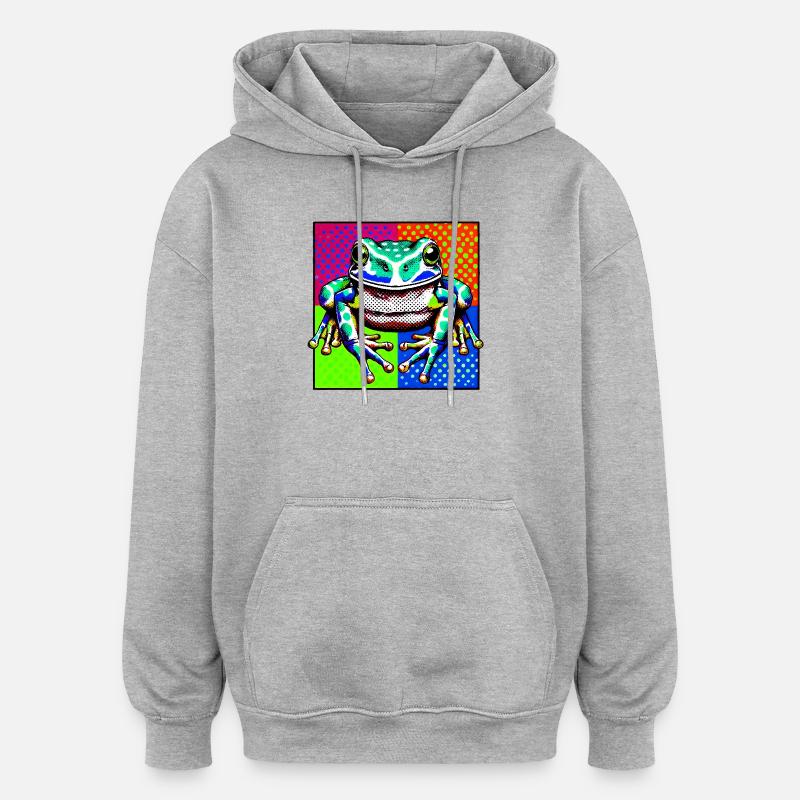 Frosch - Oversized Unisex Hoodie - Grau meliert