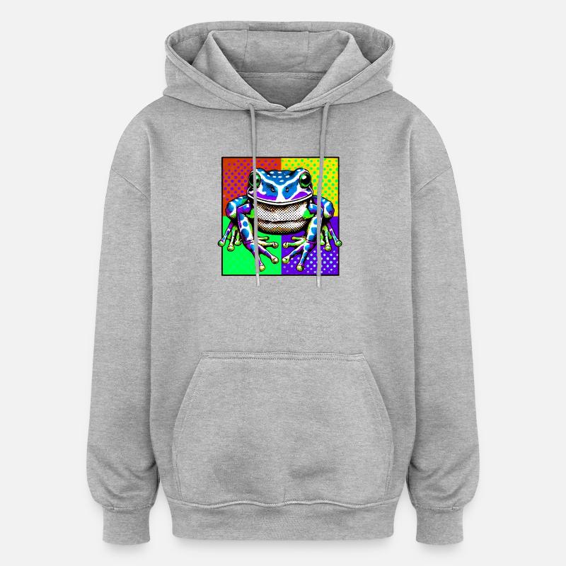 Grenouille - Sweat à capuche oversize unisexe - gris chiné