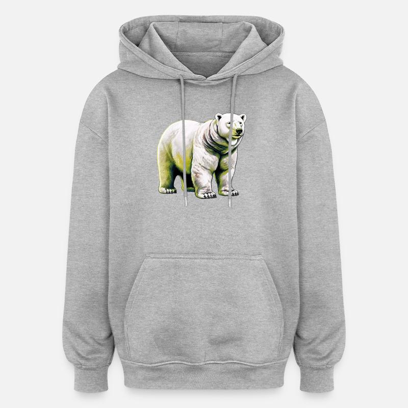 Ours polaire blanc - Sweat à capuche oversize unisexe - gris chiné