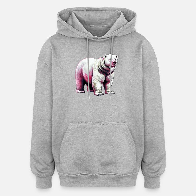 Weißer Eisbär - Oversized Unisex Hoodie - Grau meliert