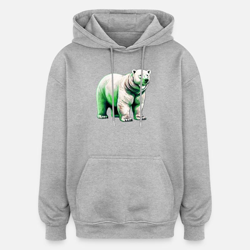 Ours polaire blanc - Sweat à capuche oversize unisexe - gris chiné