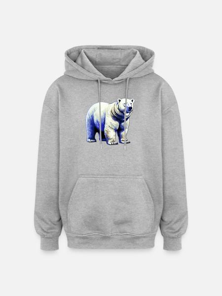 White polar bear - Oversized Unisex Hoodie - heather grey